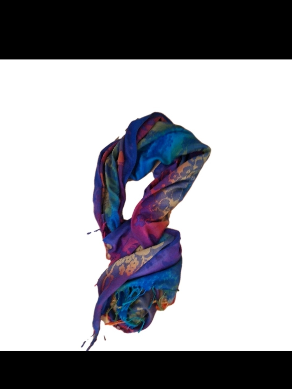 Colorful Floral Rainbow Scarf / Shawl – Boho Statement Accessory - Picture 3 of 6